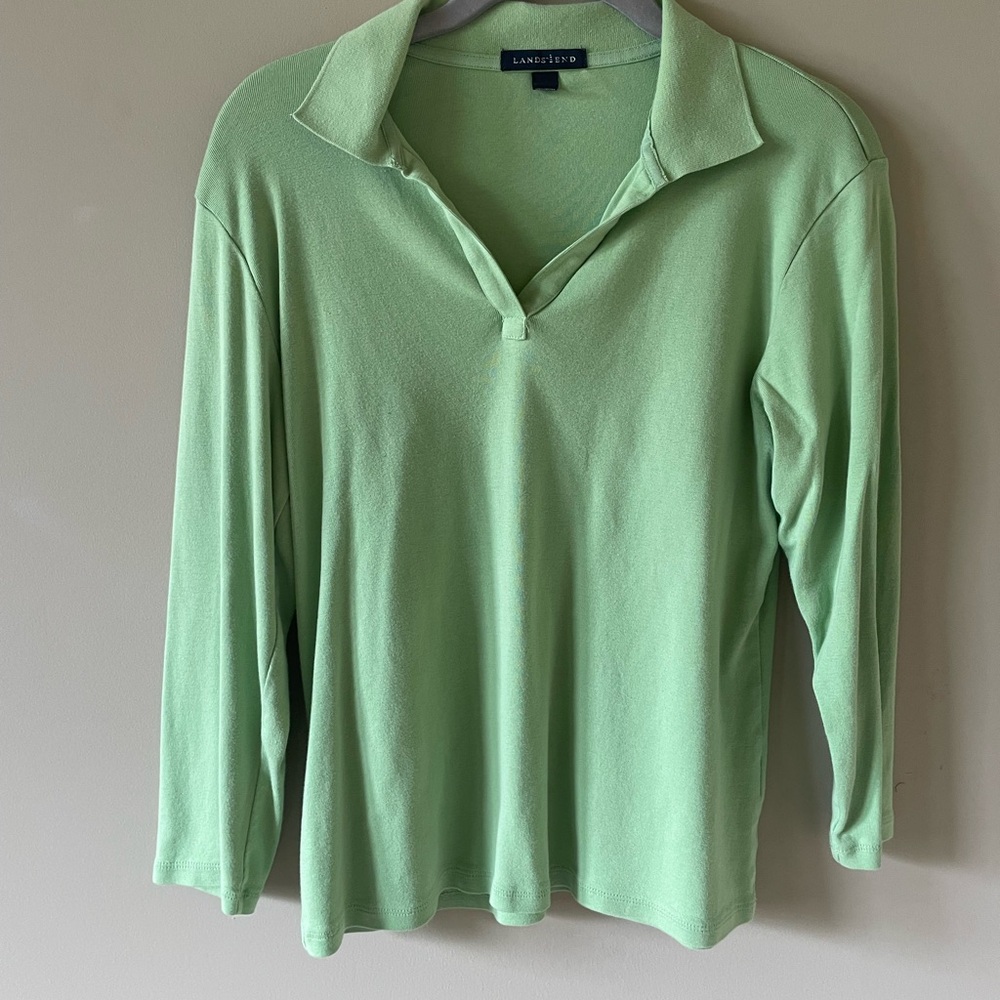 Lands' End Green Polo Top
